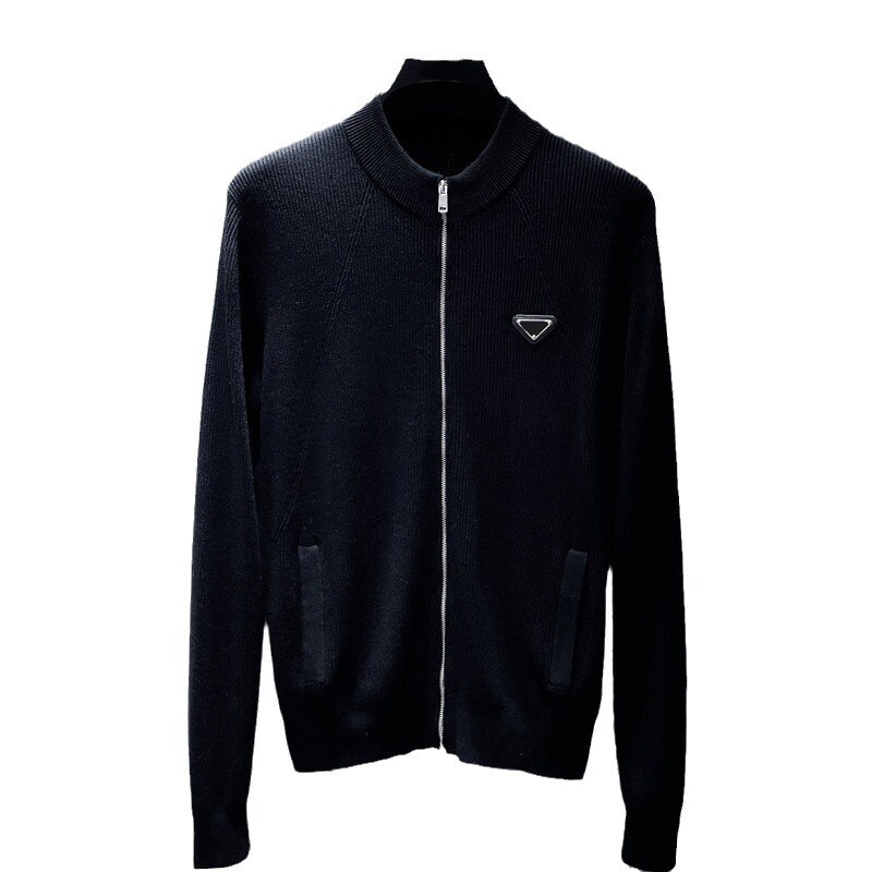 Highend men's knitted jacket 2024 autumn zipper cardigan standup
