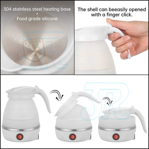 Portable Travel Collapsible Electric Water Kettle Foldable Silicone Water Pot - Picture 8 of 12