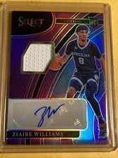 Ziaire Williams 2021-22 Select Purple Prizm RPA RC Rookie Jersey Patch Auto /99