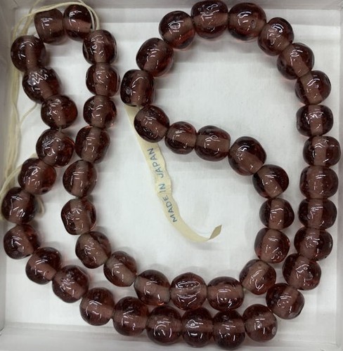 Purple Glass Beads Vintage Original 10mm Japan Dimpled Bead on Temp String 10mm