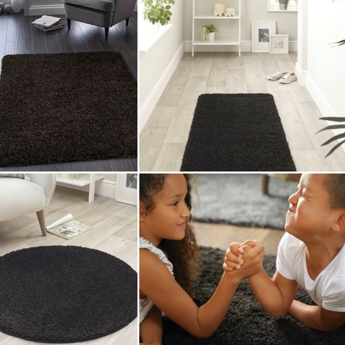 Buddy Washable Rug Shaggy Quick Dry Easy Care Rug 60x 100cm Black More
