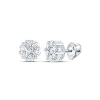14K WeißGold Original Diamant Unisex Blumenmuster 7.5Mm Blume Set Ohrstecker 1
