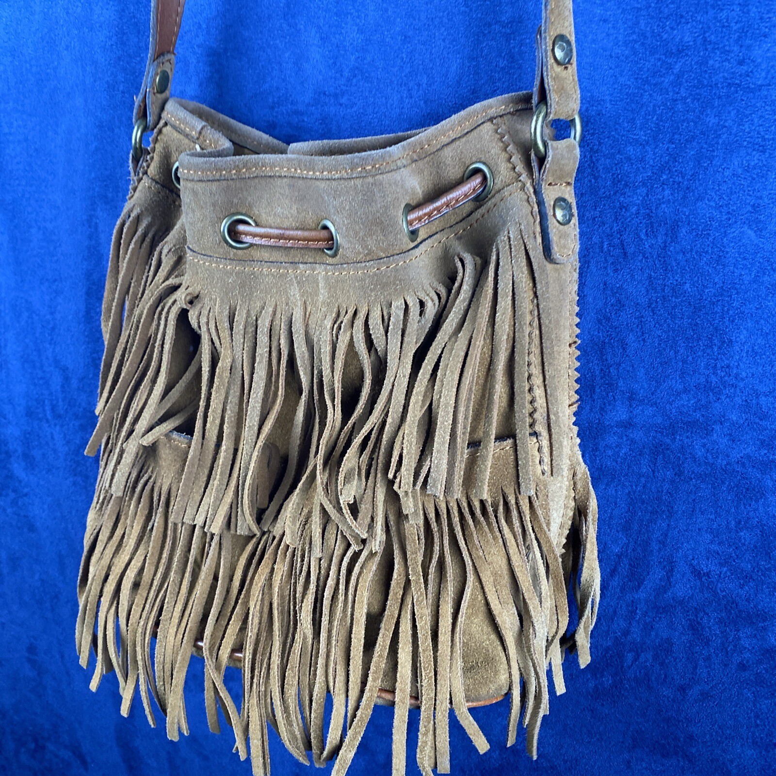 Patricia Nash Nubuck Boho Fringe Bronte Bucket Bag Co… Gem