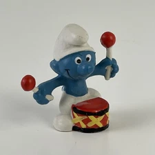 Smurfs 20009 Drummer Smurf red and white sticks Figure Vintage PVC Peyo