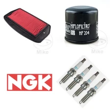 Service Kit Hiflo Air & Oil Filter + NGK Spark Plugs (4) For Yamaha FZ6 600 NA