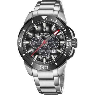 Herrenuhr Smart Neu Sport Festina Chrono Fahrrad Stahl Chronograph 100m