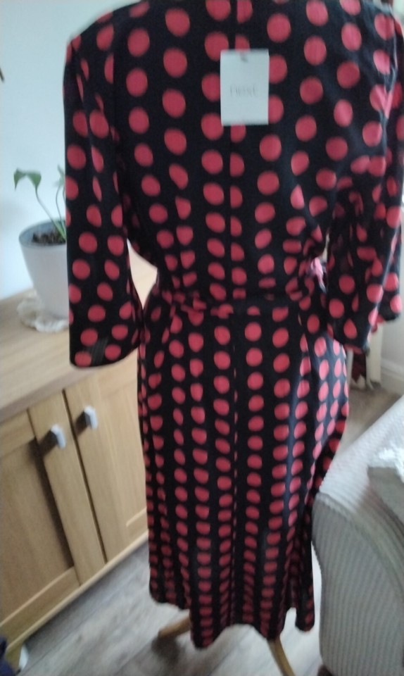 BNWT LADIES NEXT RED SPOTTED BEACH WRAPOVER DRESS SIZE 10 eBay
