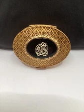 Jacqueline Cochran Fleur-De-Lis Compact Powder Makeup Vintage Puff Box