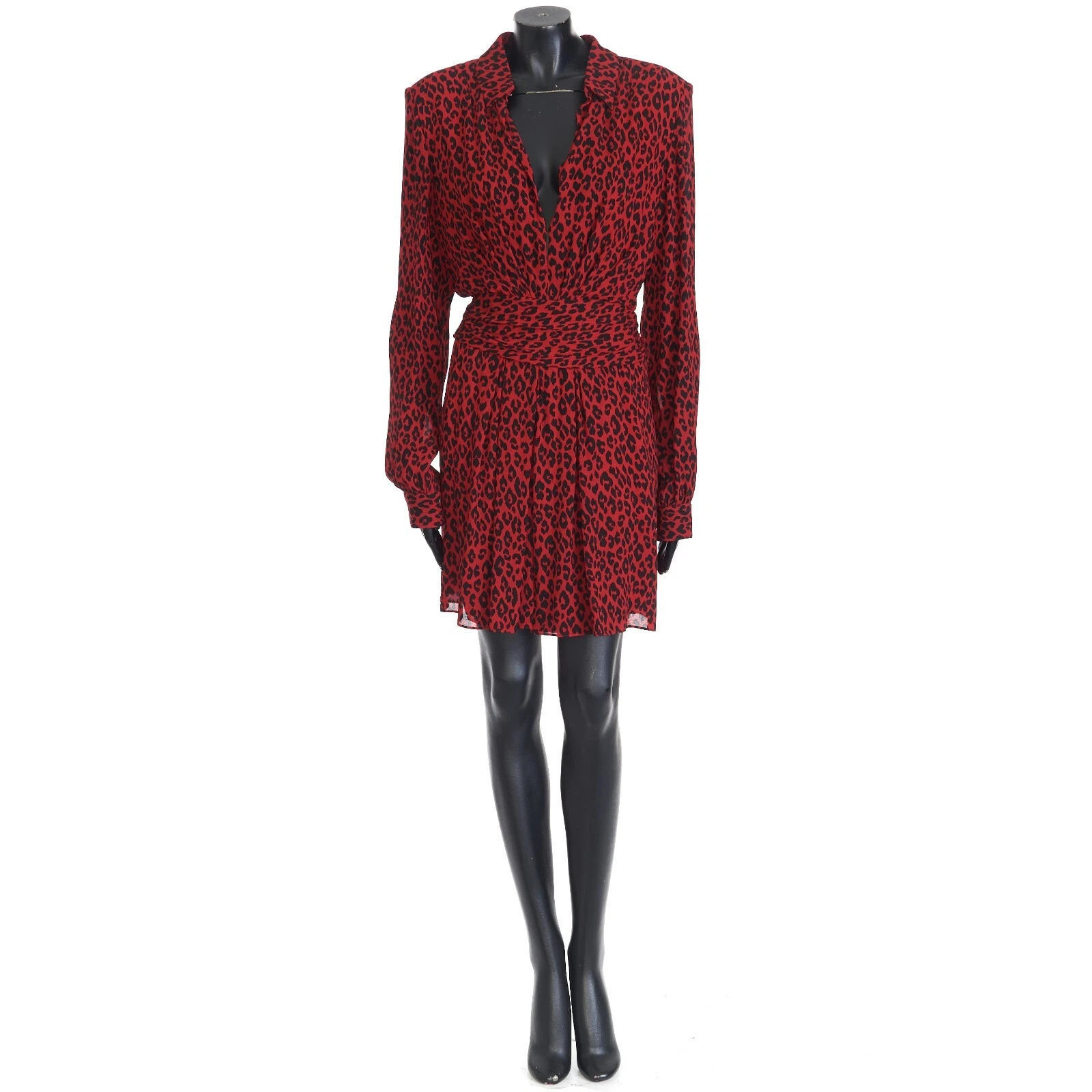 Saint Laurent — SAINT LAURENT 2390$ Leopard Print Draped Short Dress NWT
