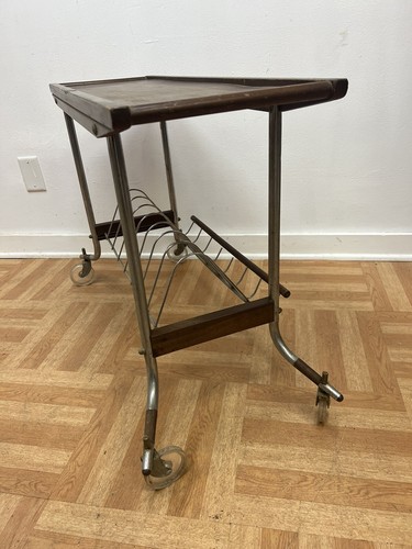 Vintage RECORD PLAYER CART rack rolling table mid century modern bar portable - Picture 10 of 19