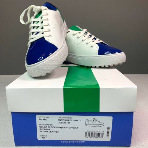Tory Burch Sport Discontinued Color Block Patent Leather Golf Sneaker 9.5 M $495 - Picture 2 of 9