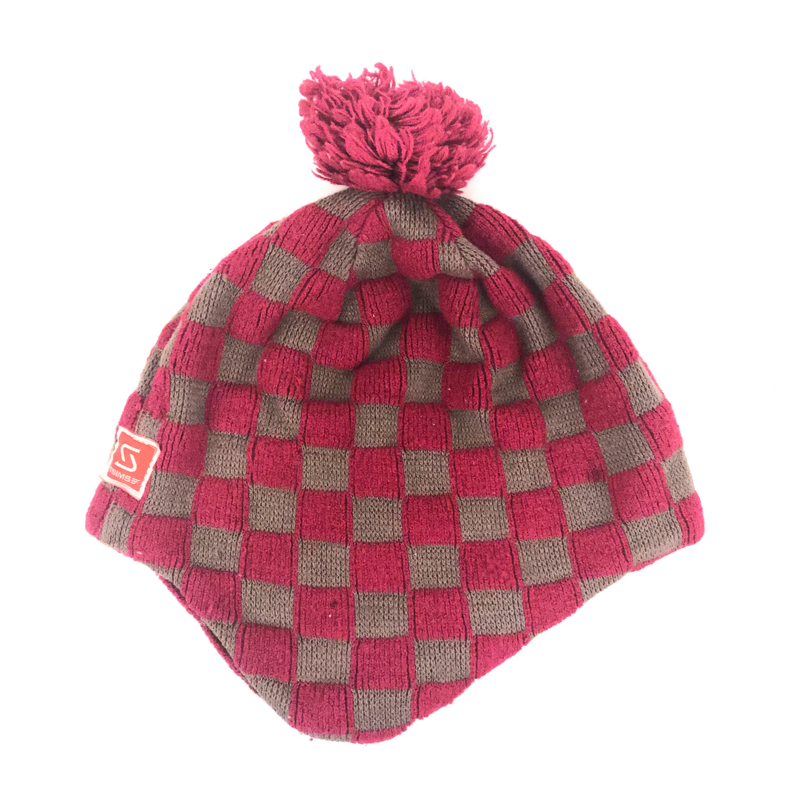 SIMS winter hat cap checkered pattern gray pinks … - image 1