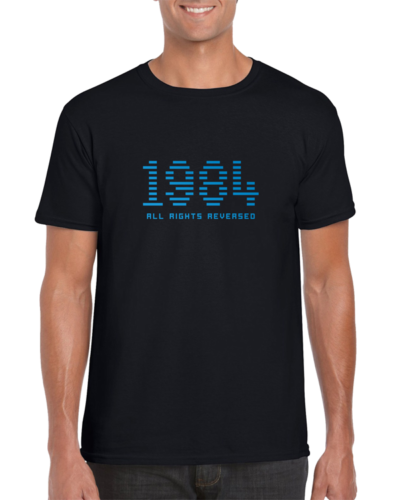 1984 - All Rights Reversed | Orwell vs IBM | Big Brother | Computer | T Shirt - Afbeelding 1 van 4