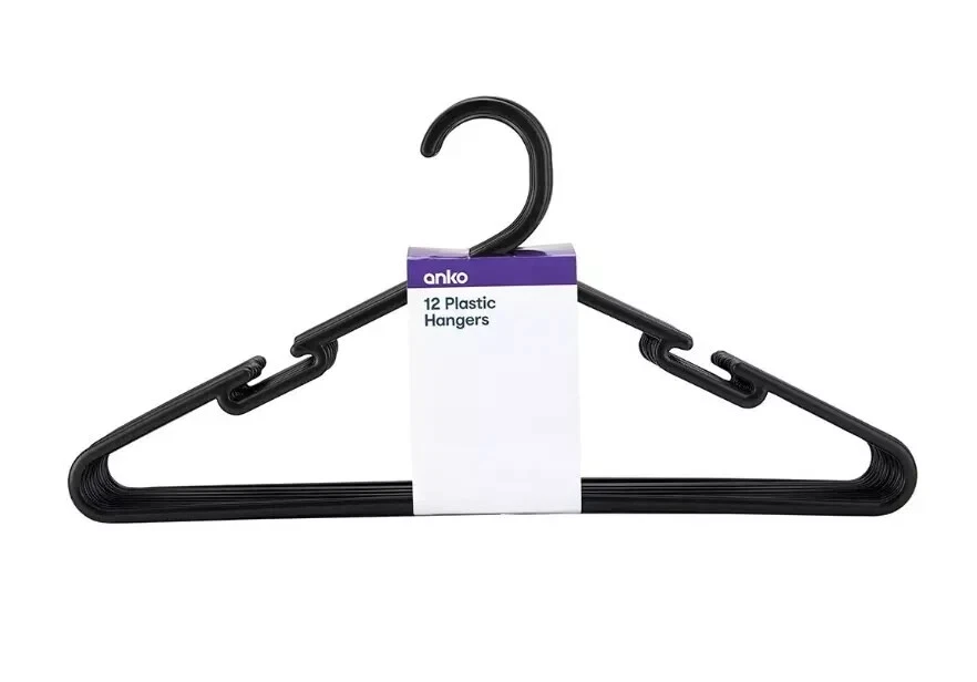 12 Pack Plastic Hangers Coat Pants Suits Coat Hangers Rack Wardrobe - Black* - image 2 of 4