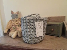 Project 62 Handcrafted 8" x 9" Coiled Rope Fishtail Weave Basket