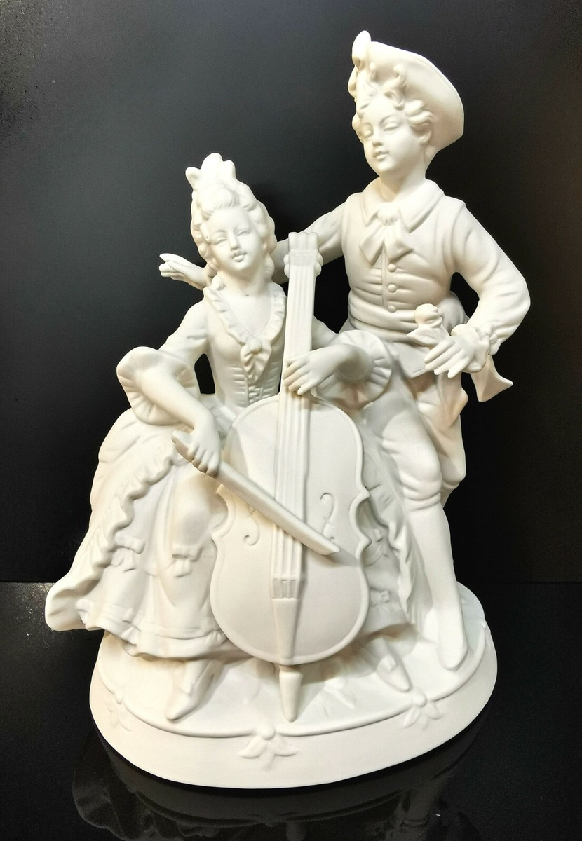 9924015-dds Porcelain Figurine Rokoko-Paar With Cello White