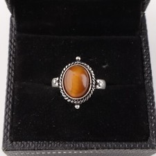 Tiger Eye Gemstone 925 Sterling Silver Ring Handmade Jewelry Ring Gift For Love