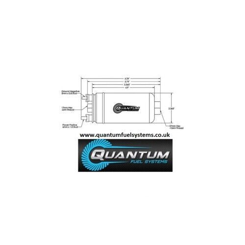 QUANTUM 380LPH INLINE EXTERNAL E85 COMPATIBLE FUEL PUMP + BRACKET - Picture 4 of 4