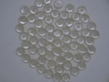 White Shimmering Round 4-Hole Buttons w/ Depressed Center 12mm Lot of 10 AA95