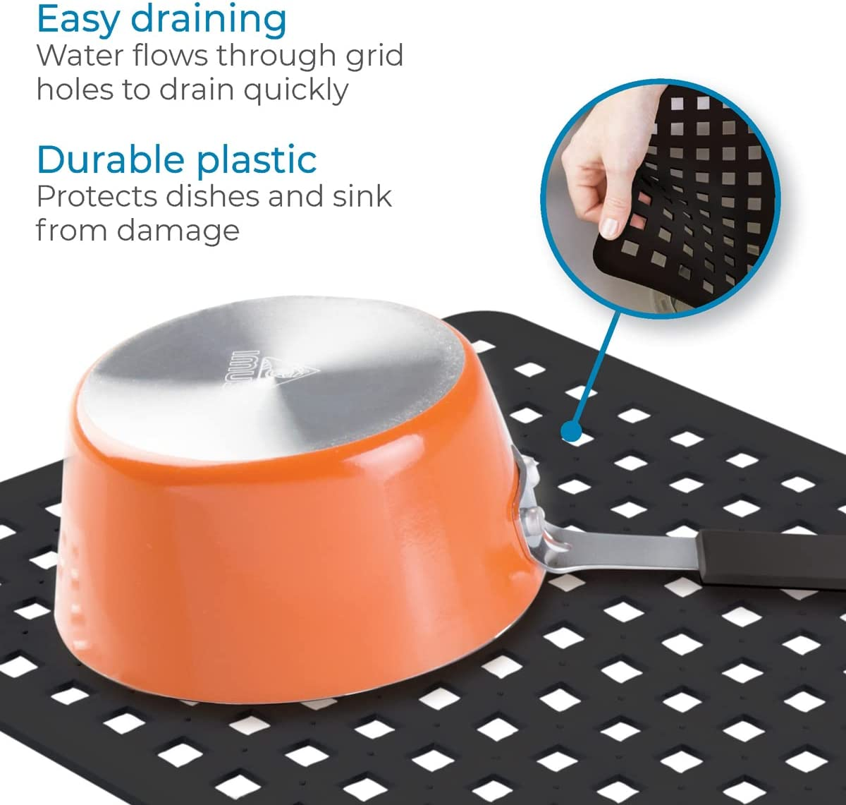 Interdesign Euro Kitchen Sink Protector Mat, Regular, Black 11In X 12