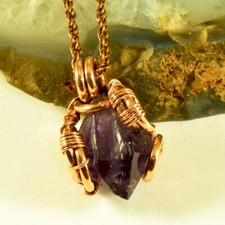 Amethyst Crystal Point Pure Copper Wire Wrapped Gemstone Unique Artisan Jewelry