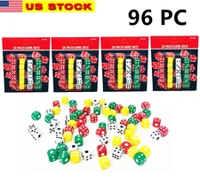 96 Pc Solid 6-Sided Game Dice Colors Dice for Board Games Dice Set Accessories 