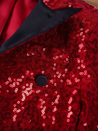 Kids Boys Sequin Jacket Tails Slim Fit Tailcoat Tops Coat Christmas Party Suit - Picture 12 of 32