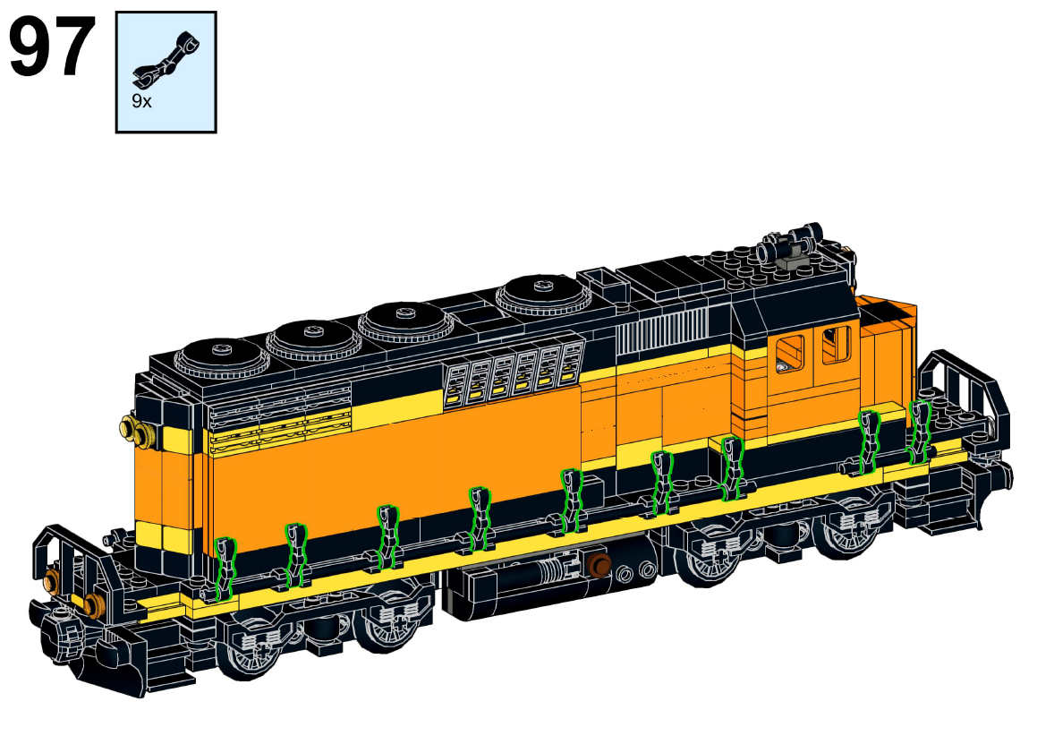 PDF Instructions: LEGO 10219 MOC custom locomotive GP38 BNSF based