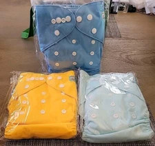 ALVABABY Baby Cloth Diapers Adjustable Washable 3 Pack with 6 Inserts New