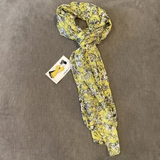 Cejon Scarf Tie At Neck One Size Green 70”x21” Yellowish New