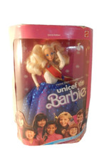 Vintage 1989 Mattel Unicef Barbie Doll New NIB NRFB Red, White, Blue Gown New