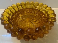VTG MCM Mid Century Modern Amber Glass Hob Nob 4" Coaster Candy Trinket Dish