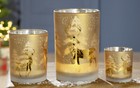 Windlicht Glas Hirsch Wald gold silber 12,5 cm (G24129) Laterne Kerzenglas 