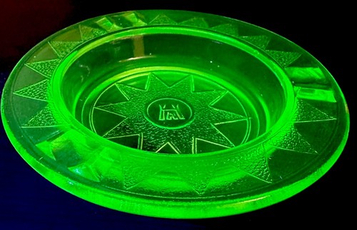 Vintage Uranium Art Deco Depression Salesman Sample Hazel Atlas Ashtray Green - Picture 2 of 7