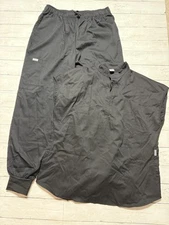 NiaaHinn Womens Black Solid Logo Short Sleeve Jogger Stretch Scrub Set Size XL