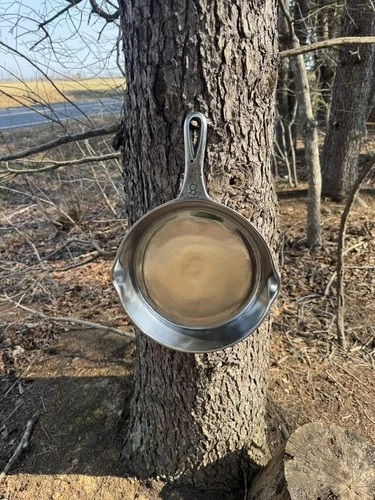 10” Polished Vintage Wagner Unmarked Fat Handle Cast Iron Skillet