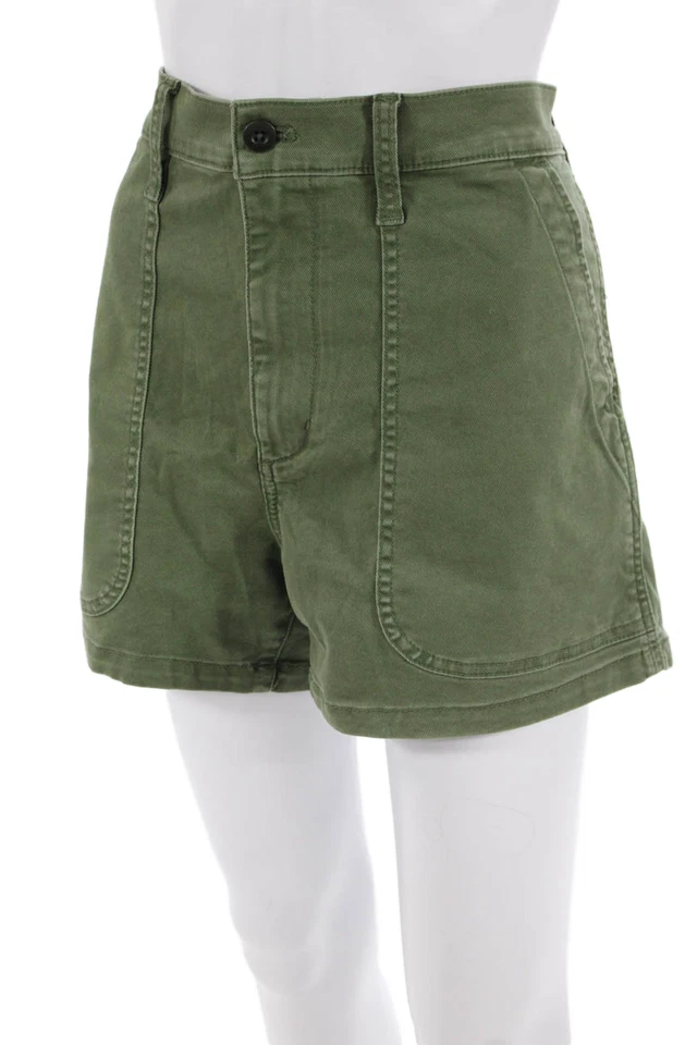 Madewell, Pantalones Cortos Chinos Unisex Verde Ejército Botón Algodón-Elastano Talla 30 Foto 2 de 4