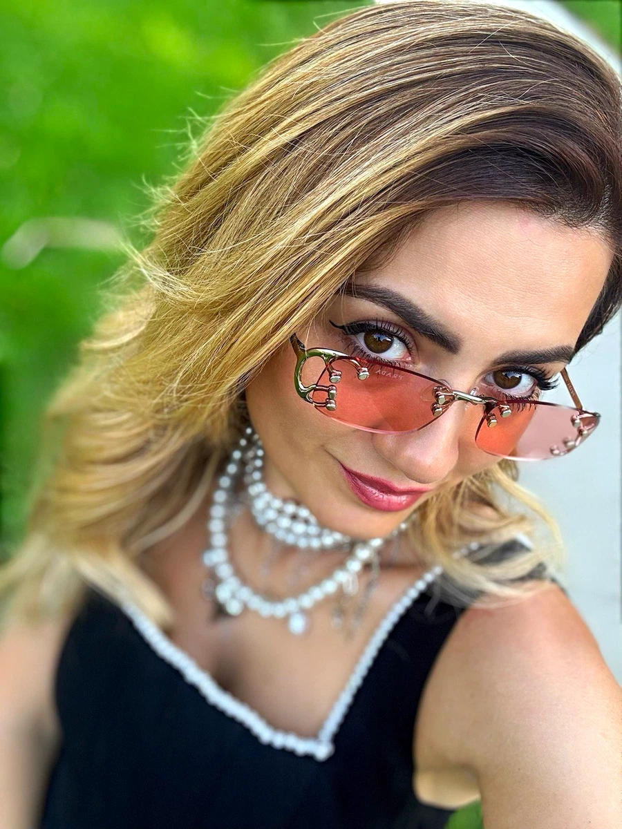 Gold-Frame Pink Gradient Shield Designer Sunglasses - Women Accessories Oversized Shield Sunglasses Fashion Visor Sunglasses Trendy  main image 2