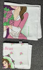 vintage beauty and the beast beach towel Set White Roses 33x60” And 24x42”