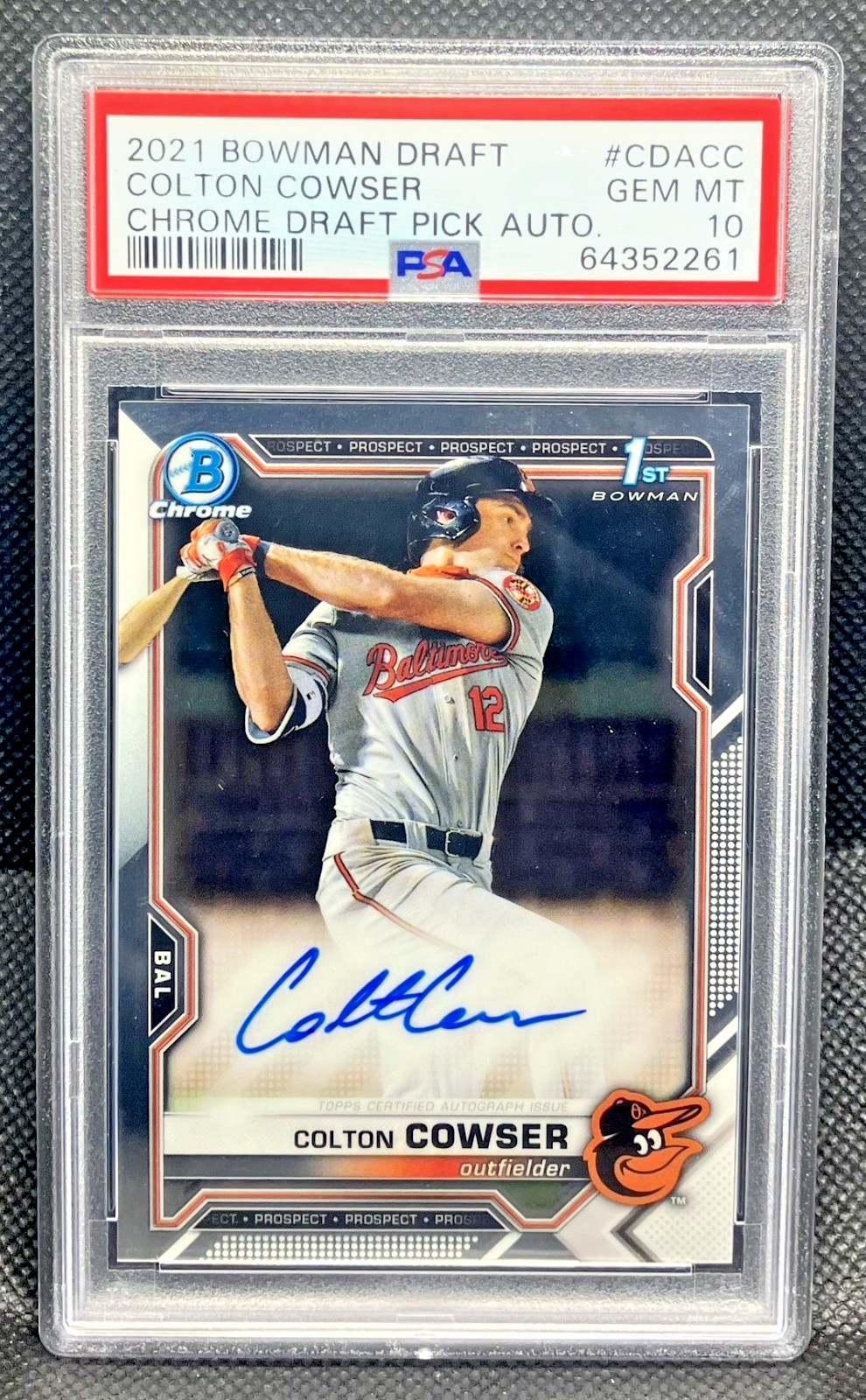 COLTON COWSER 2021 1st Bowman Chrome Prospect Auto PSA 10