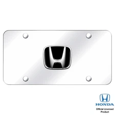 Honda Black Filled 3D Logo Mirrored Chrome Stainless Steel License Plate