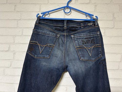 Diesel RARE Y2K Criminal Bandit Embroidered Tattoo Denim Jeans Italy Size 32 - Bild 12 von 24