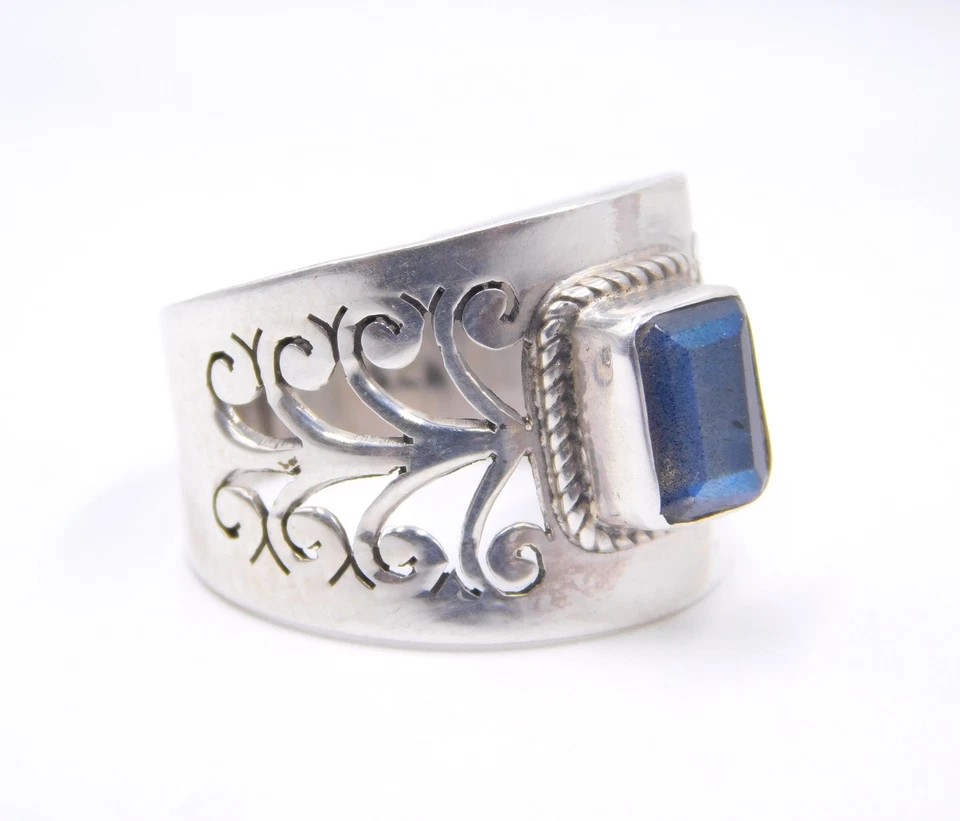3.70 Gm 925 Sterling Silver Natural Labradorite Cab Gemstone Ring Size-6.80" US - Image 4 of 4