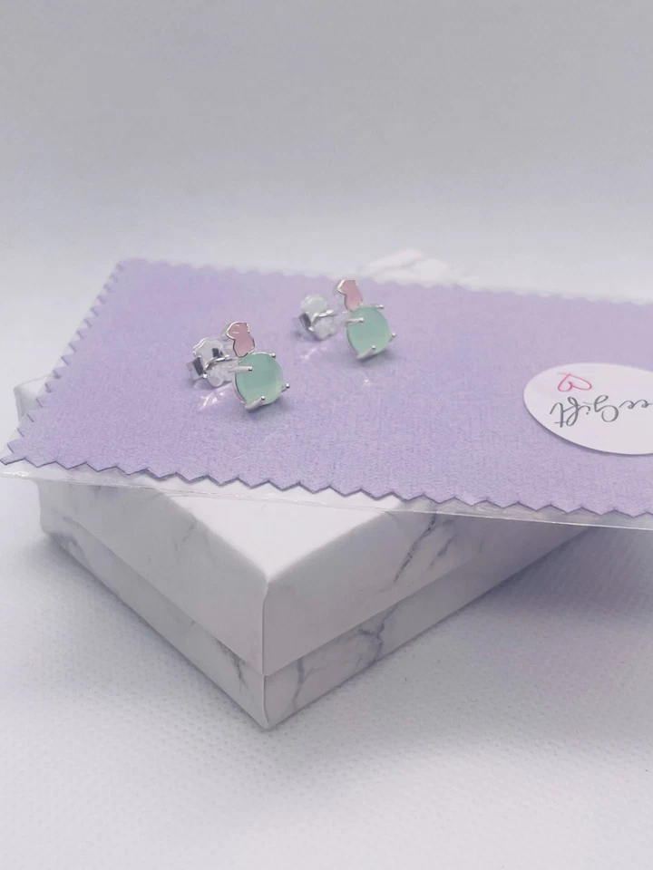 Nuevos Pendientes Tous Mini Color 1.2cm en Plata con Amazonita y Cuarzo Rosa Foto 4 de 4