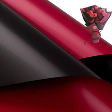 20 Sheets Black Wine Red Double Sided Flower Wrapping Paper Waterproof Bouquet