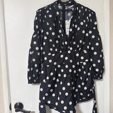 NWT Women  s Zara Black Polka Dot Short Romper Size Medium