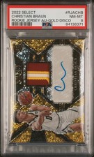 Christian Braun 2022-23 Panini Select GOLD Disco RPA Patch Auto /10 PSA 8