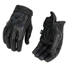 Men's Leather Motorcycle Glove w/Reflective Skull Design Gel Palm Large