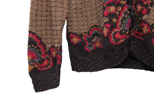 Vintage 90s Cardigan Sweater Size Medium Ramie Cotton Chunky Knit Grandmacore - Picture 4 of 12