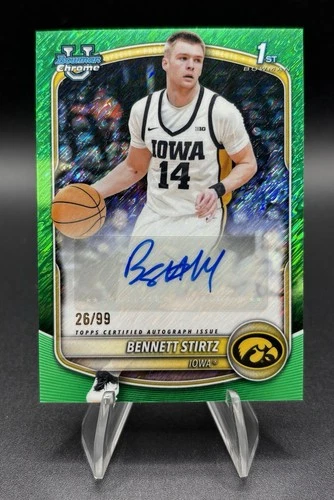 New Listing2025/26 Bowman Basketball BENNETT STIRTZ #CPA-BI Green Shimmer 26/99~Iowa